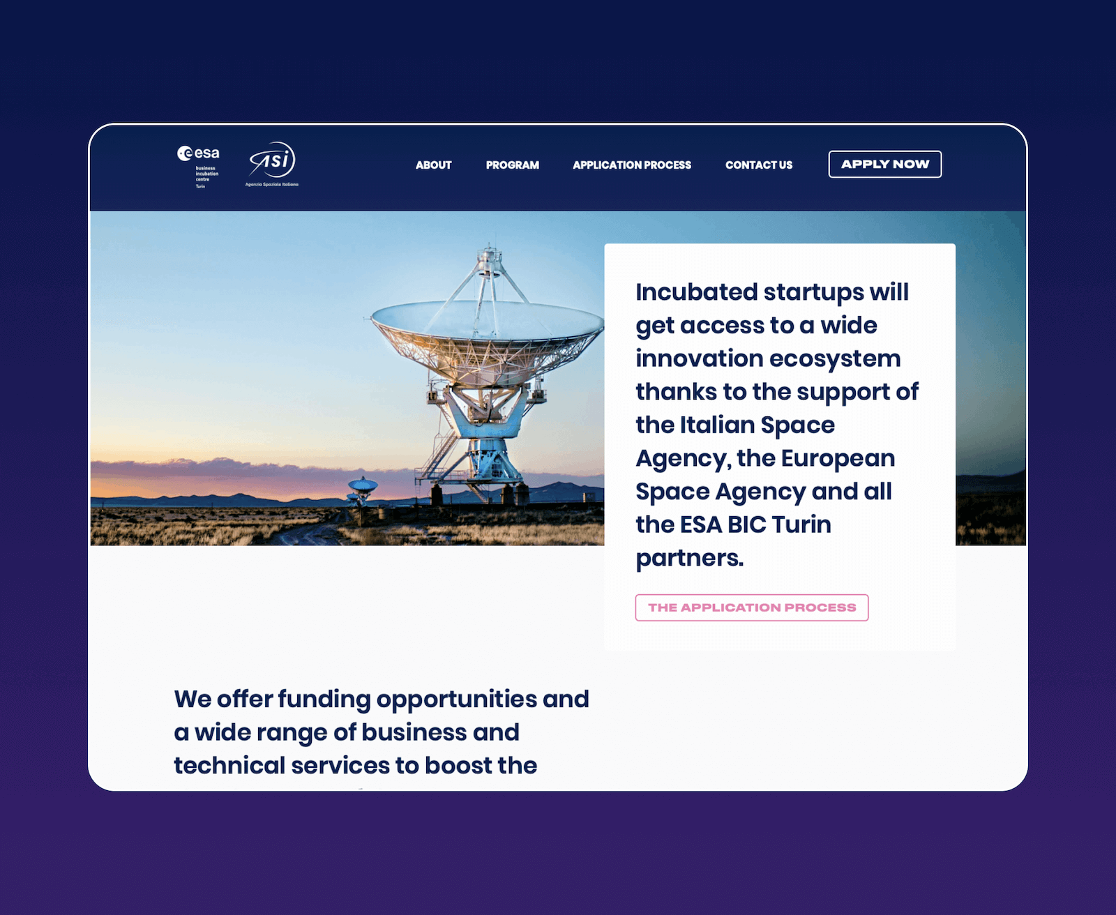 Mockup progetto EsaBic - The application process