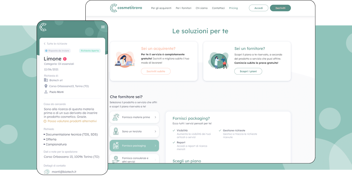 Mockup progetto Cosmetitrovo: desktop e mobile