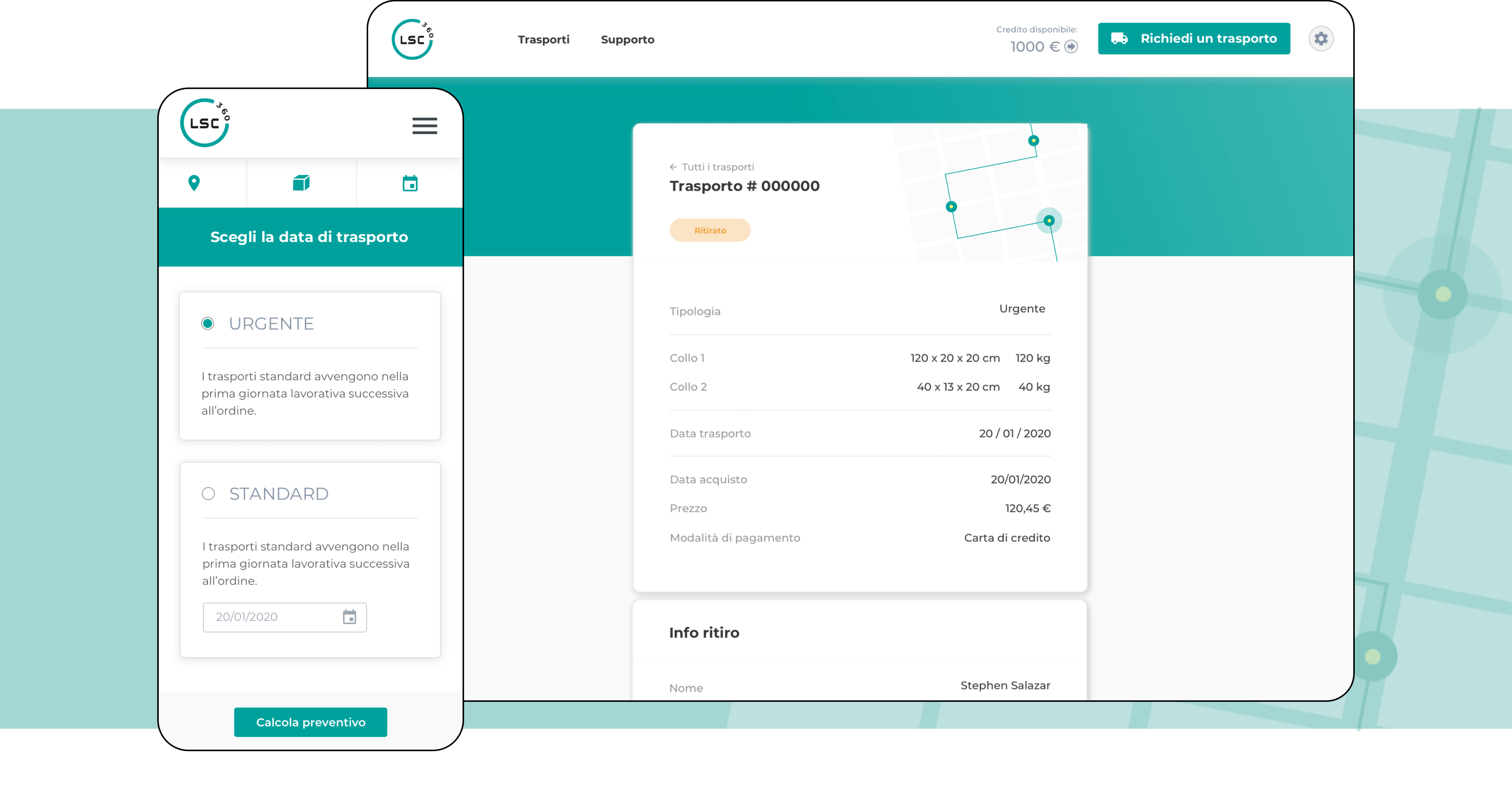 Mockup progetto LSC360 desktop e mobile