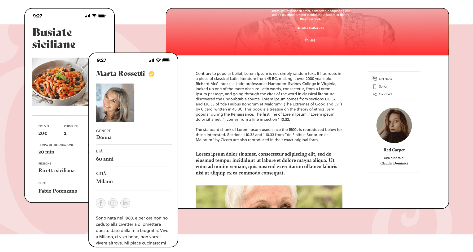 Mockup progetto Cocooners: schermate desktop e mobile