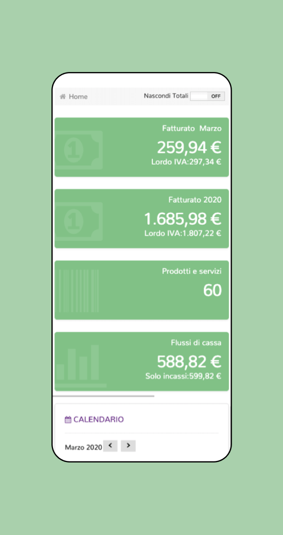 Adamo Gestionale schermata dashboard versione mobile