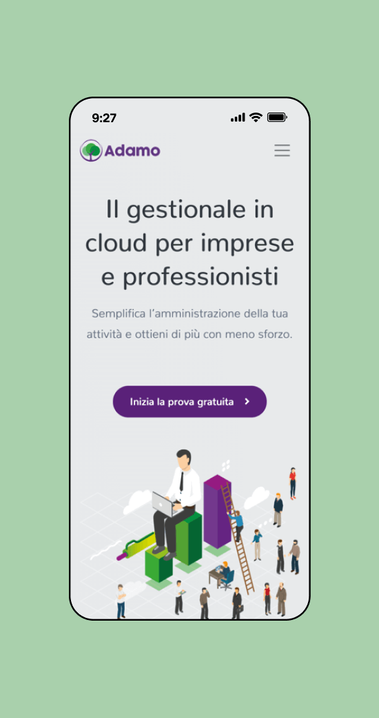 Adamo pagina Home versione mobile