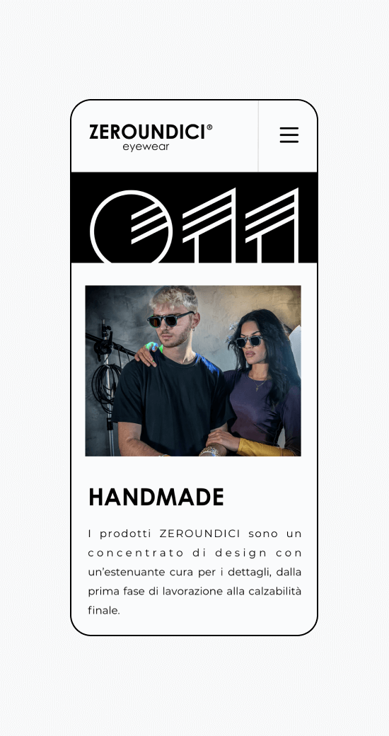Mockup progetto Zeroundici: Handmade versione mobile