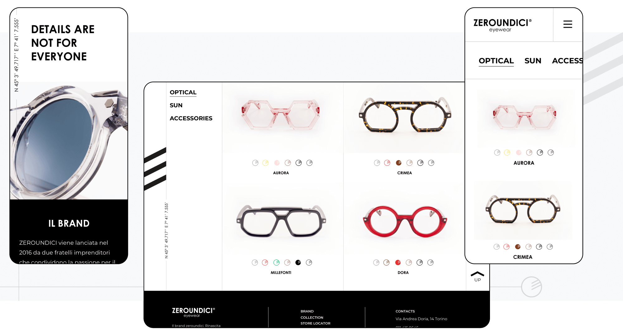 Mockup progetto Zeroundici: schermate desktop e mobile